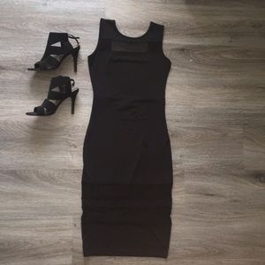 Black Sheer Panel Dress